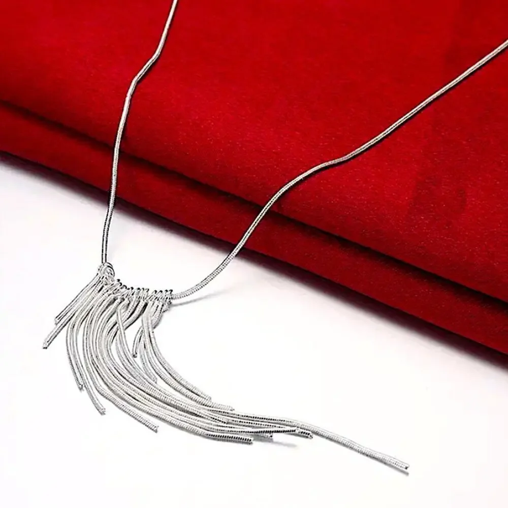 Tassel Sterling Silver Necklace Earrings Matching Set